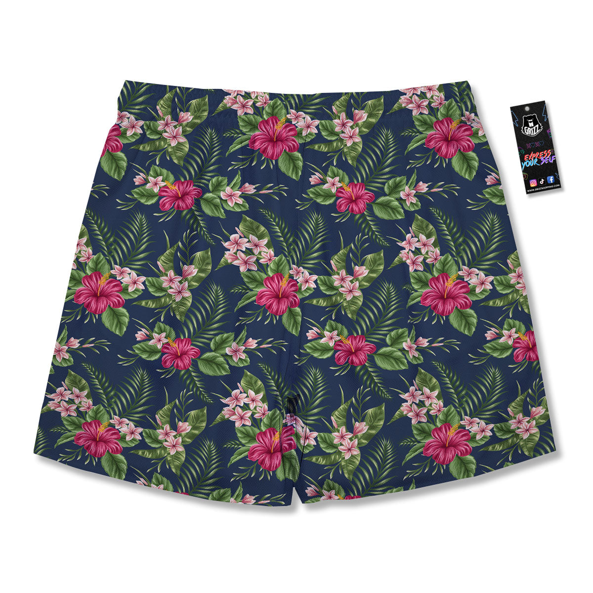 Flowers Hibiscus Plumeria Print Pattern Men's Running Shorts-grizzshop