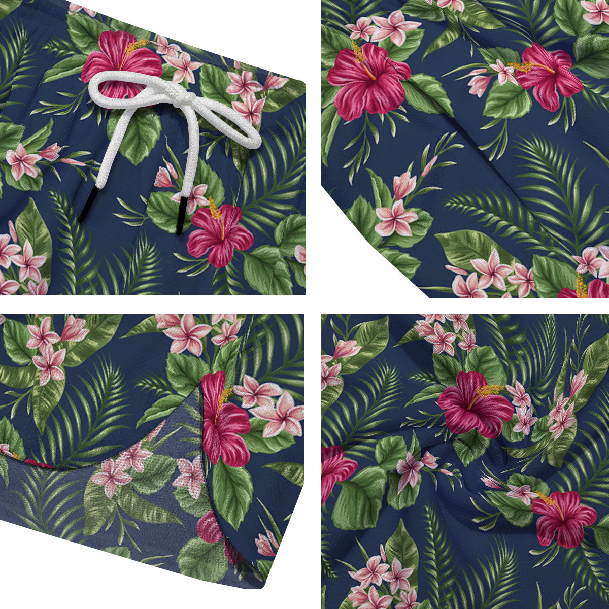 Flowers Hibiscus Plumeria Print Pattern Men's Running Shorts-grizzshop