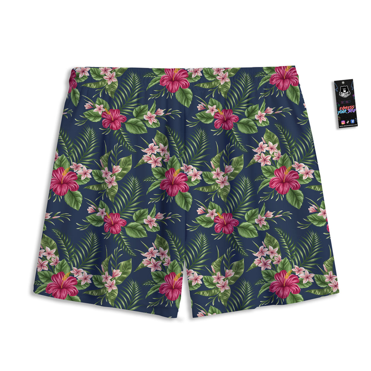 Flowers Hibiscus Plumeria Print Pattern Mesh Shorts
