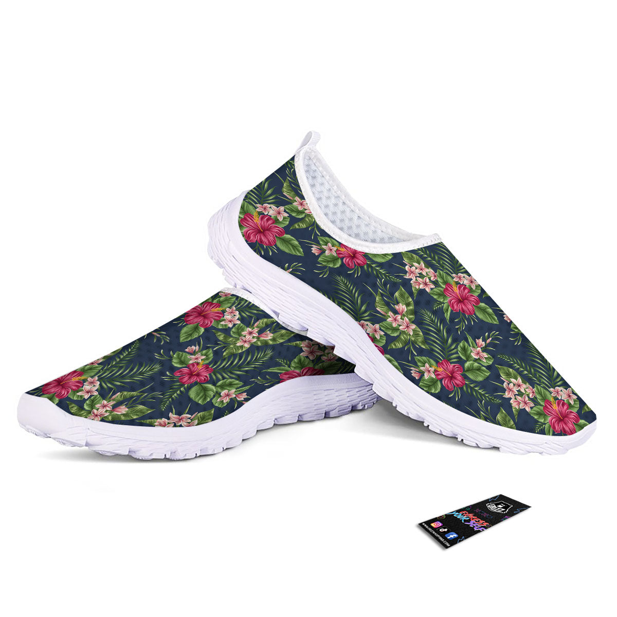 Flowers Hibiscus Plumeria Print Pattern Nurse Shoes-grizzshop