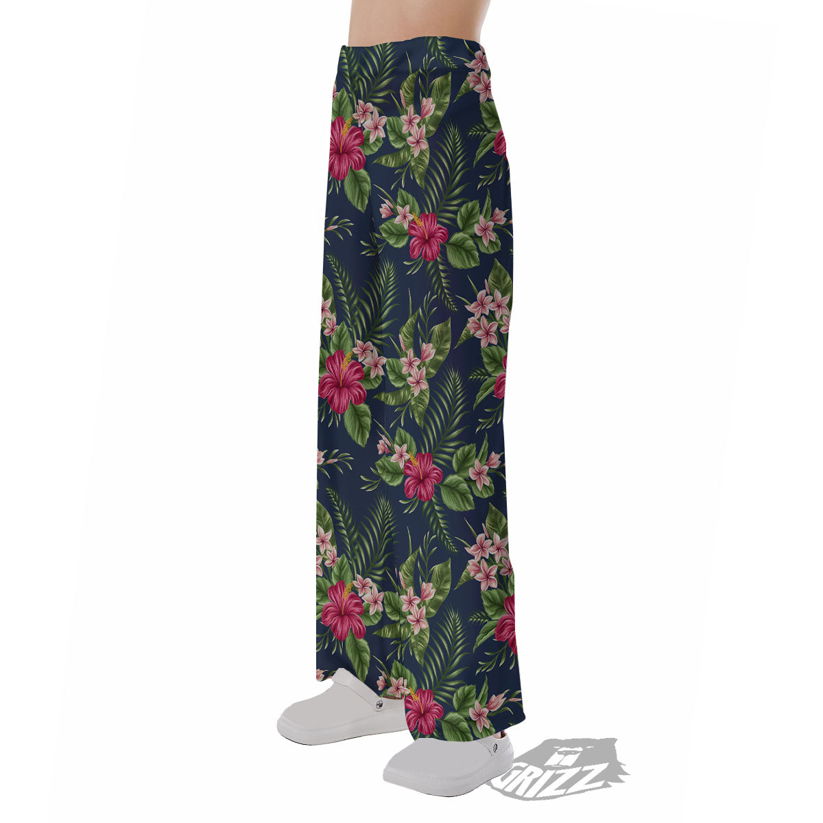 Flowers Hibiscus Plumeria Print Pattern Pajama Pants-grizzshop