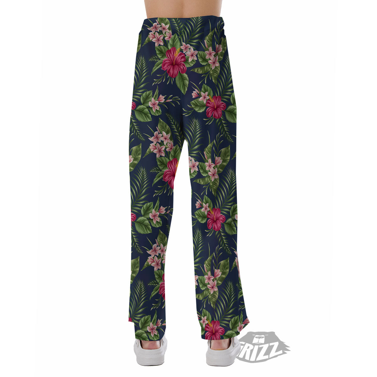 Flowers Hibiscus Plumeria Print Pattern Pajama Pants-grizzshop
