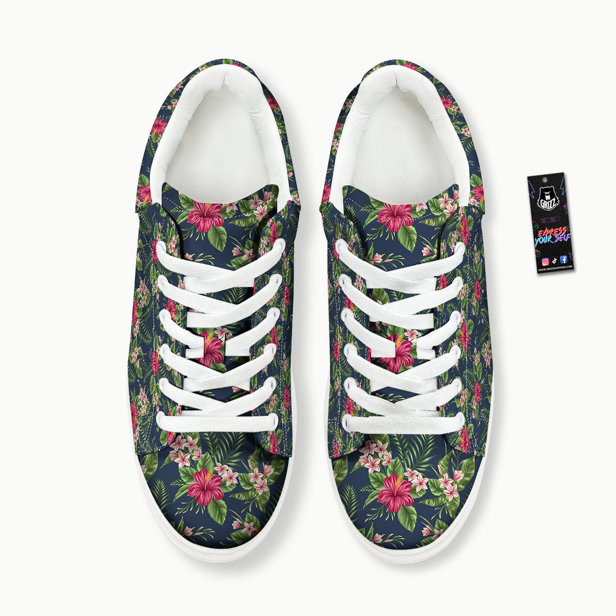 Flowers Hibiscus Plumeria Print Pattern Platform Shoes-grizzshop