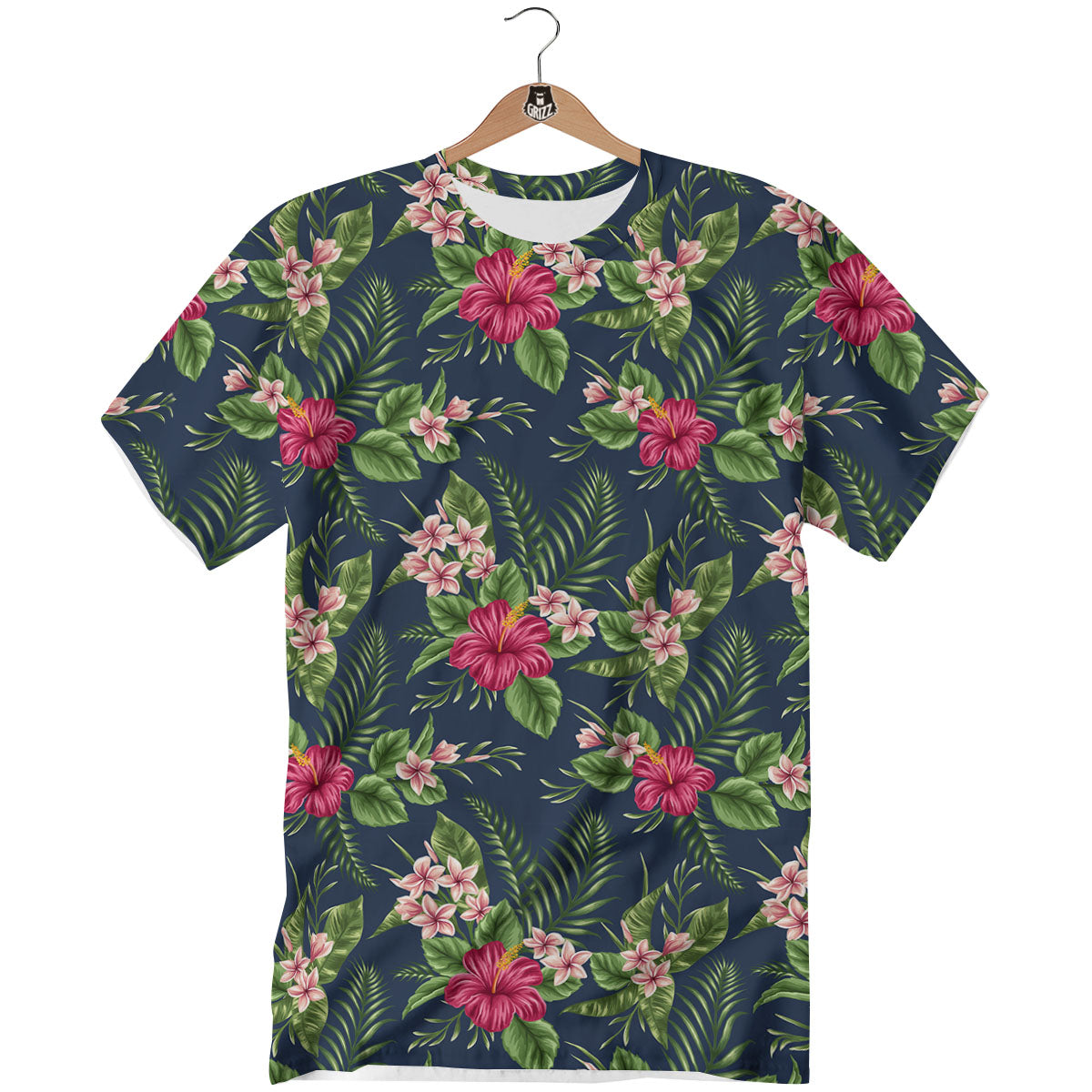 Flowers Hibiscus Plumeria Print Pattern T-Shirt-grizzshop