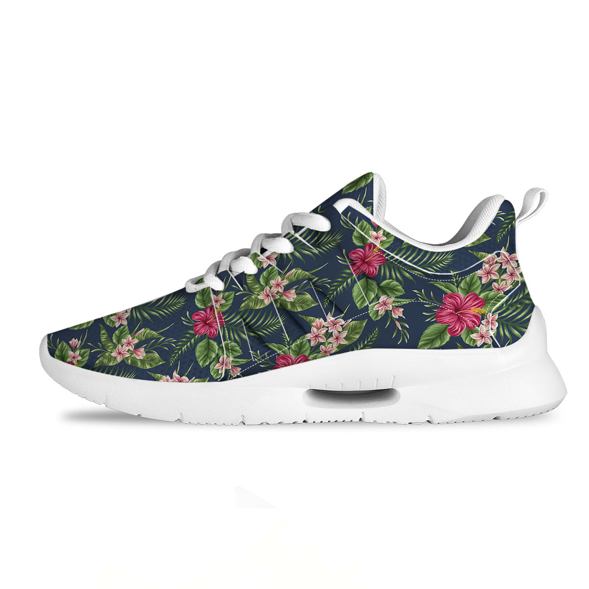 Flowers Hibiscus Plumeria Print Pattern Tennis Shoes-grizzshop
