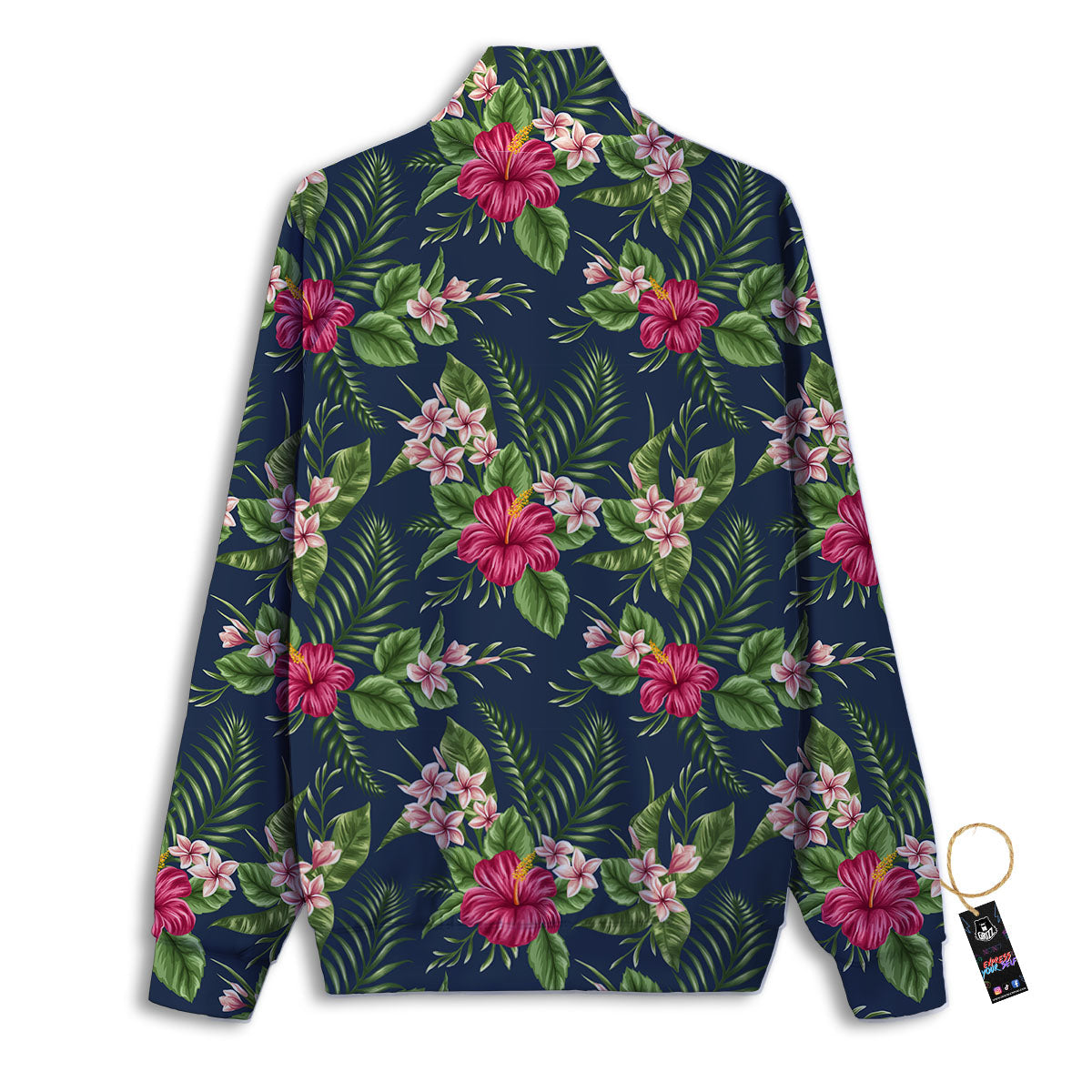 Flowers Hibiscus Plumeria Print Pattern Track Jacket-grizzshop