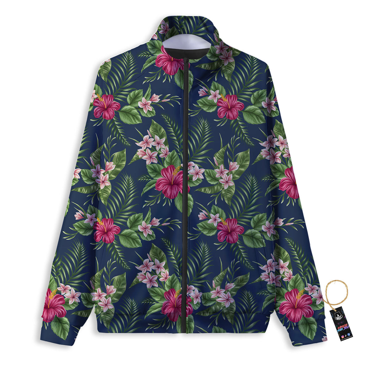 Flowers Hibiscus Plumeria Print Pattern Track Jacket-grizzshop