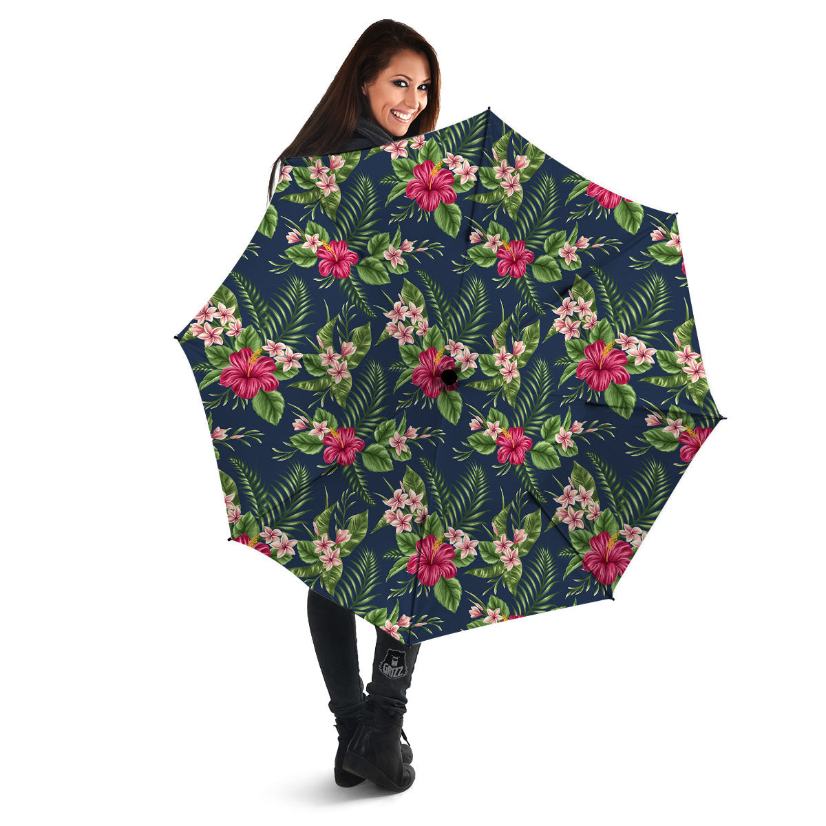 Flowers Hibiscus Plumeria Print Pattern Umbrella-grizzshop