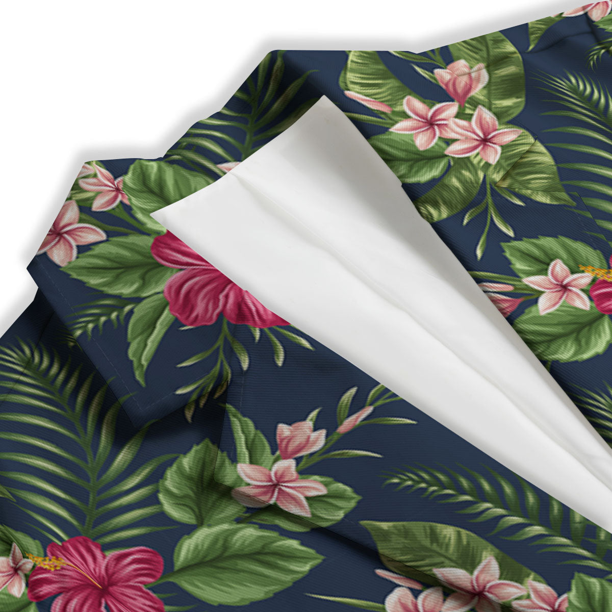 Flowers Hibiscus Plumeria Print Pattern Women's Blazer-grizzshop