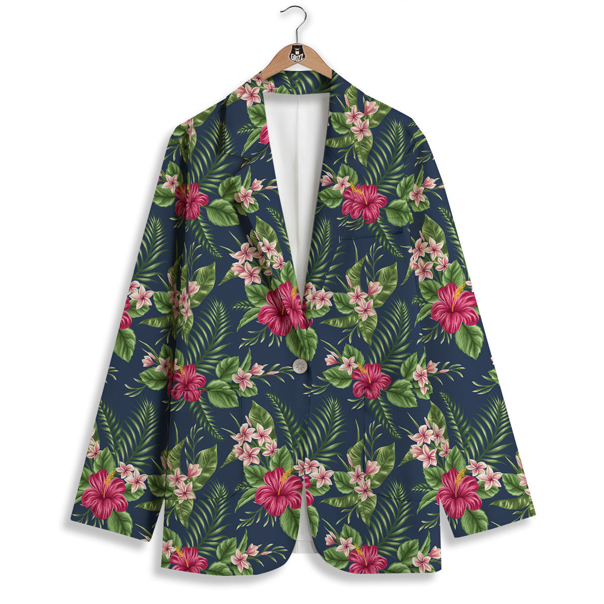 Flowers Hibiscus Plumeria Print Pattern Women's Blazer-grizzshop