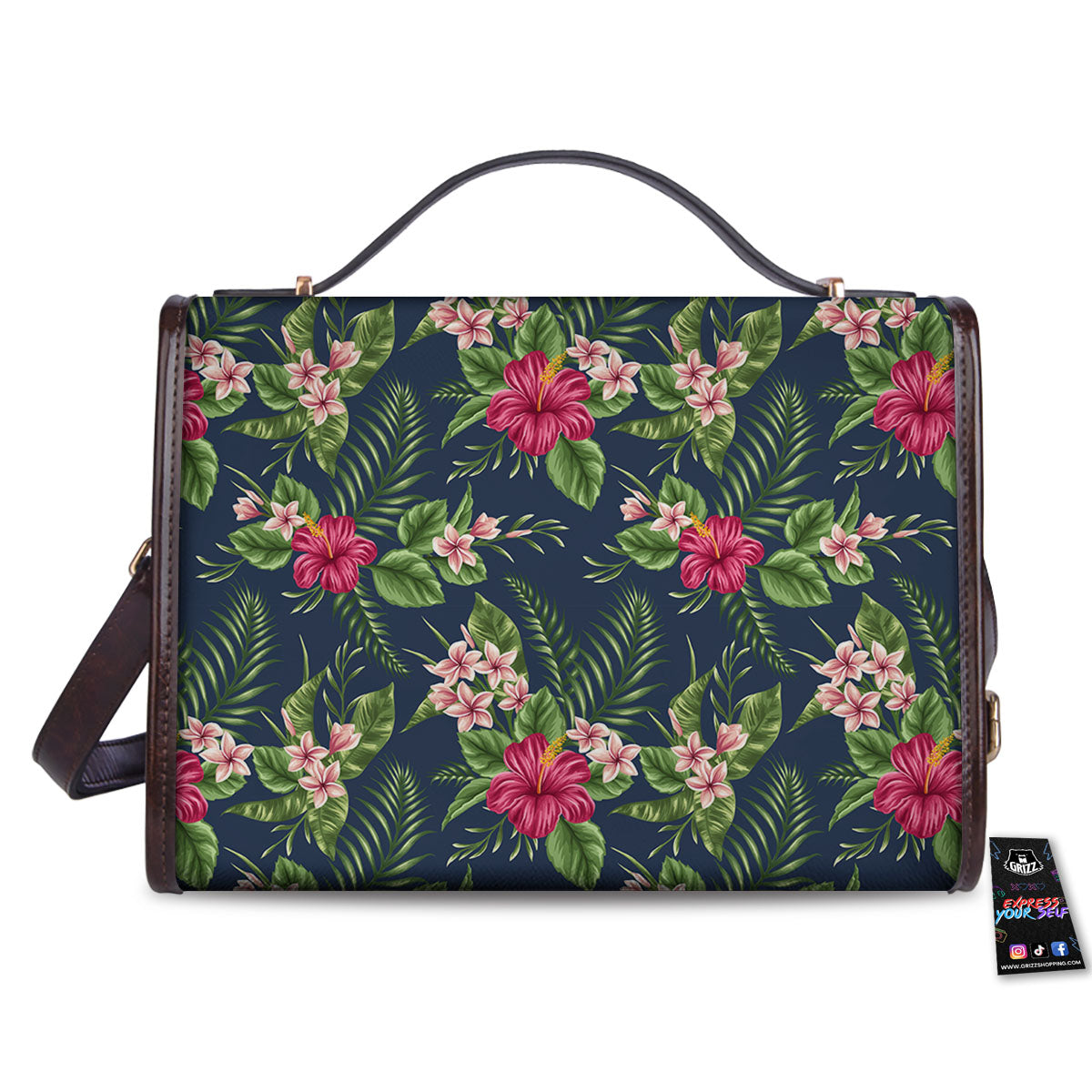 Flowers Hibiscus Plumeria Print Pattern Women's Satchel Bag-grizzshop