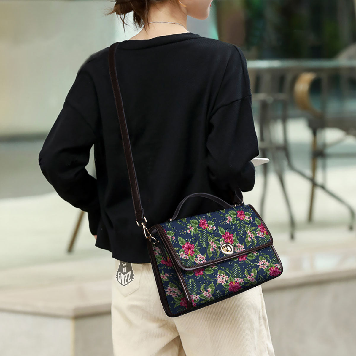 Flowers Hibiscus Plumeria Print Pattern Women's Satchel Bag-grizzshop