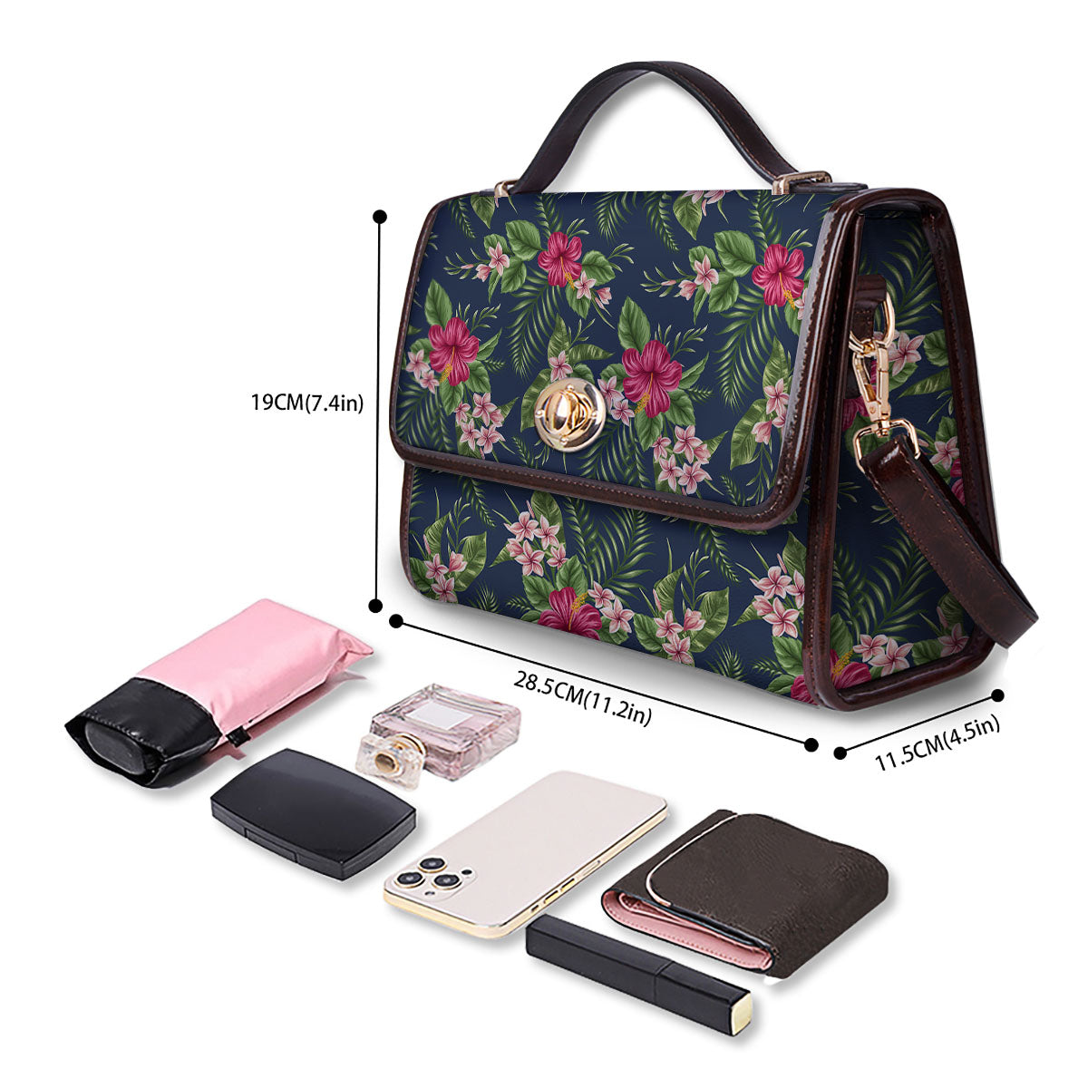 Flowers Hibiscus Plumeria Print Pattern Women's Satchel Bag-grizzshop