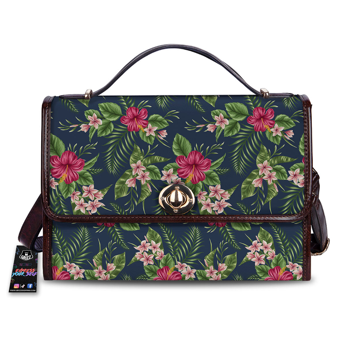 Flowers Hibiscus Plumeria Print Pattern Women's Satchel Bag-grizzshop