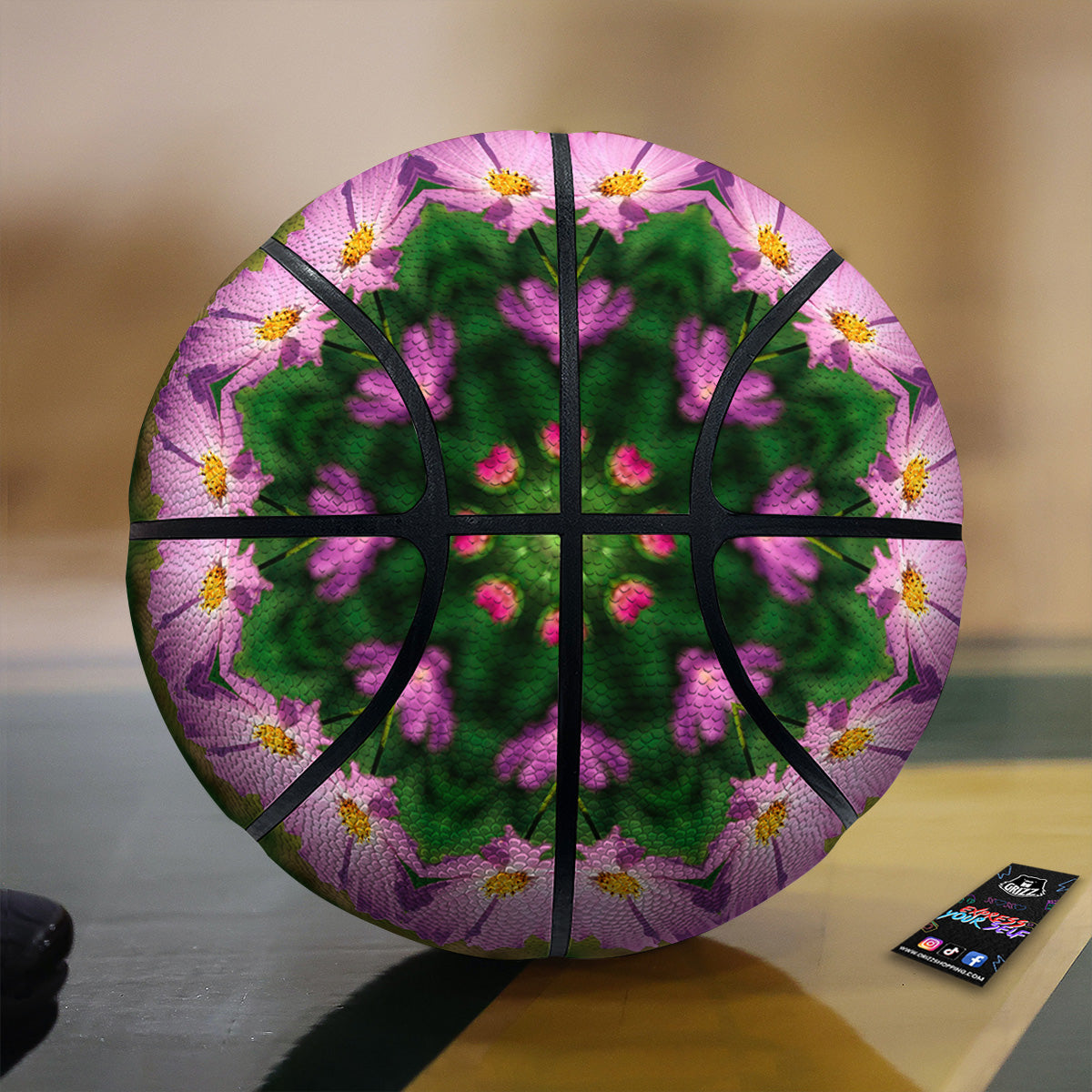 Flowers Kaleidoscope Pink And Blue Print Basketball-grizzshop