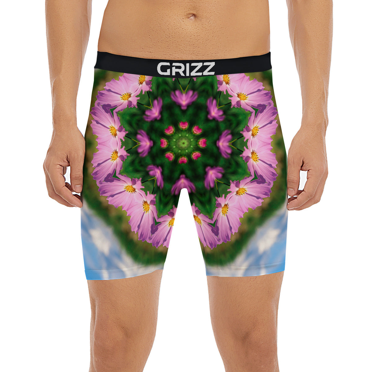 Flowers Kaleidoscope Pink And Blue Print Boxer Briefs-grizzshop