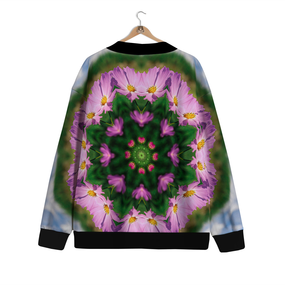Flowers Kaleidoscope Pink And Blue Print Cardigan-grizzshop