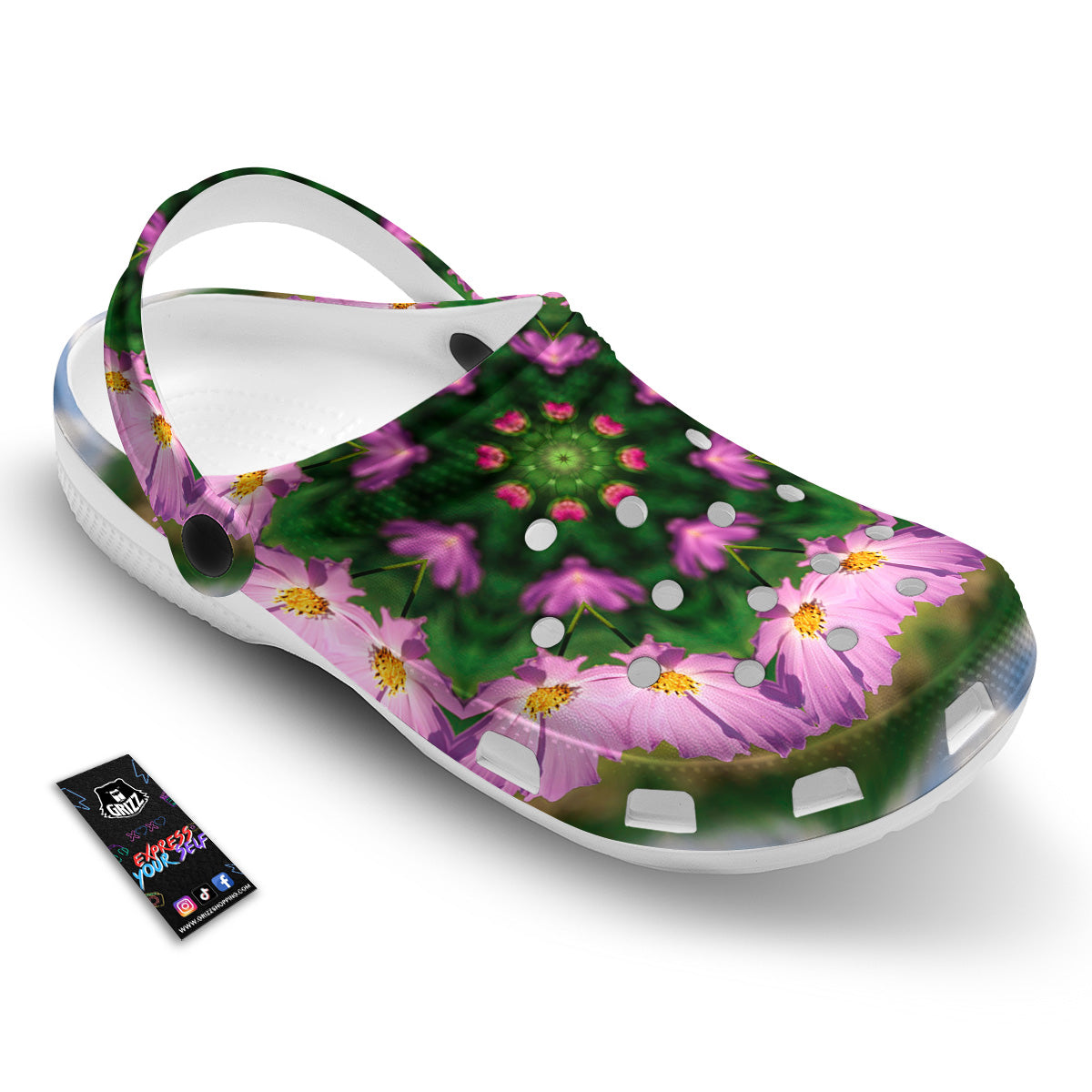 Flowers Kaleidoscope Pink And Blue Print Clog-grizzshop
