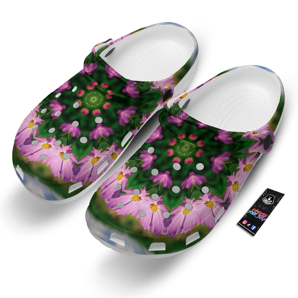 Flowers Kaleidoscope Pink And Blue Print Clog-grizzshop