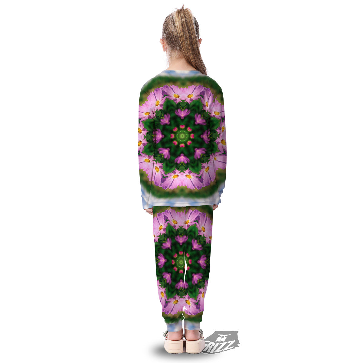 Flowers Kaleidoscope Pink And Blue Print Kid's Pajamas-grizzshop