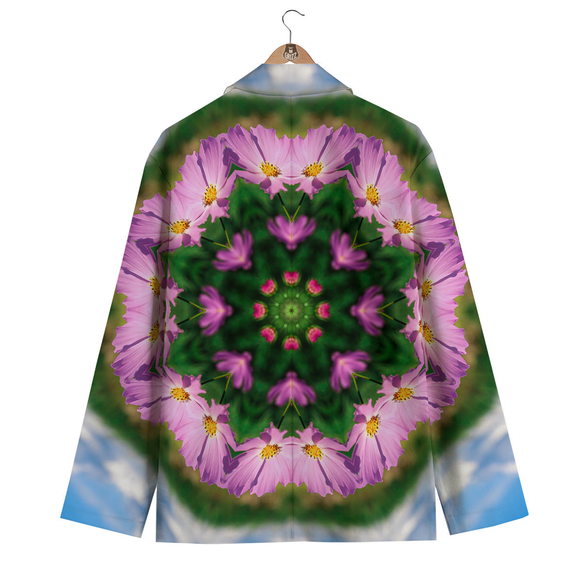 Flowers Kaleidoscope Pink And Blue Print Men's Blazer-grizzshop