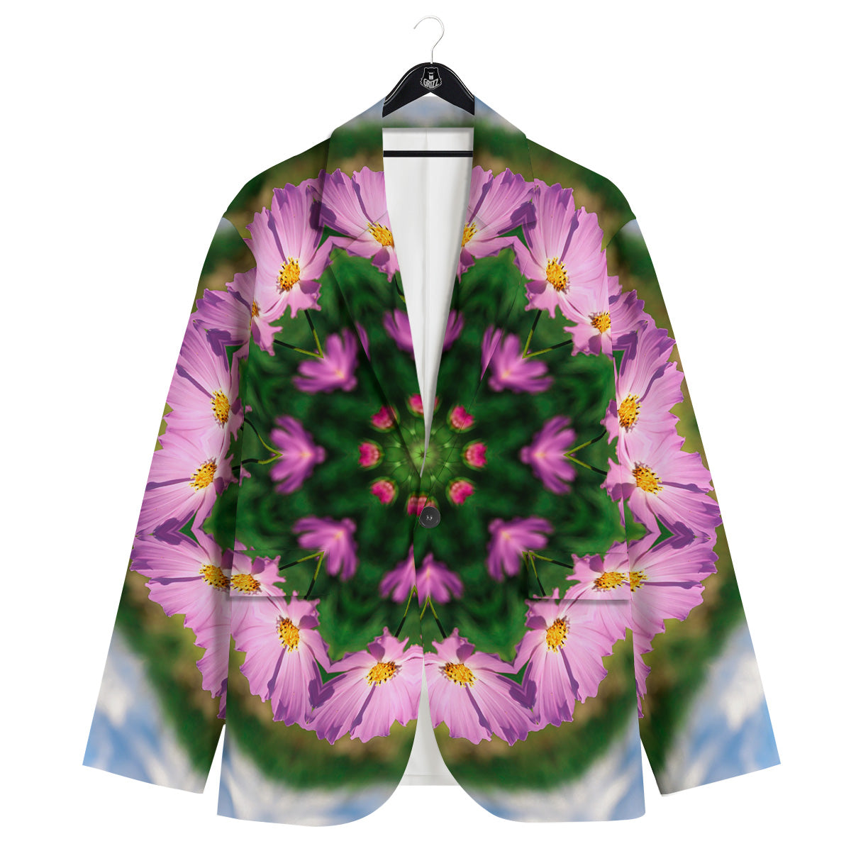Flowers Kaleidoscope Pink And Blue Print Men's Sport Coat-grizzshop