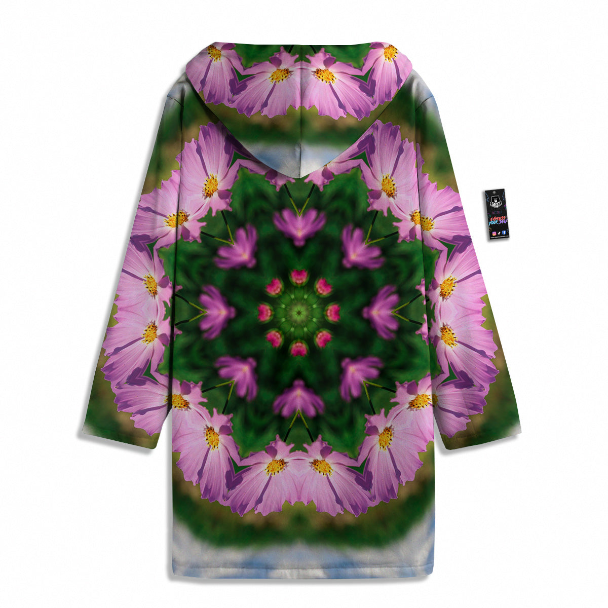Flowers Kaleidoscope Pink And Blue Print Men's Windbreaker Jacket-grizzshop
