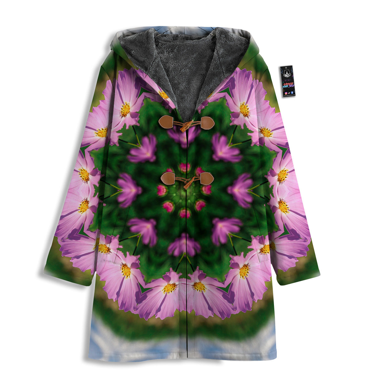 Flowers Kaleidoscope Pink And Blue Print Men's Windbreaker Jacket-grizzshop