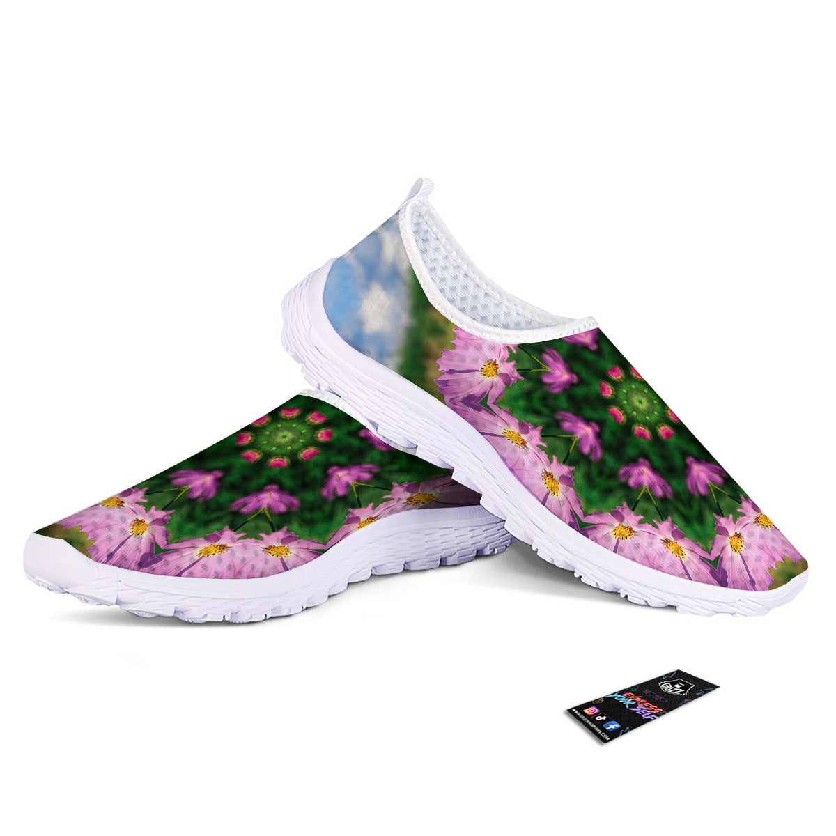 Flowers Kaleidoscope Pink And Blue Print Nurse Shoes-grizzshop