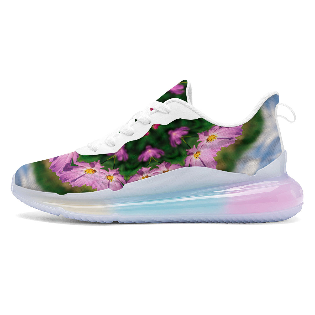 Flowers Kaleidoscope Pink And Blue Print Running Sneakers-grizzshop