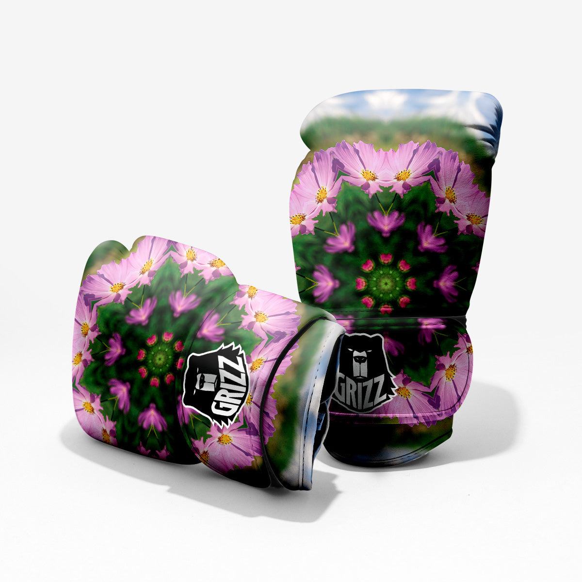 Flowers Kaleidoscope Pink And Blue Print Pro Boxing Glove