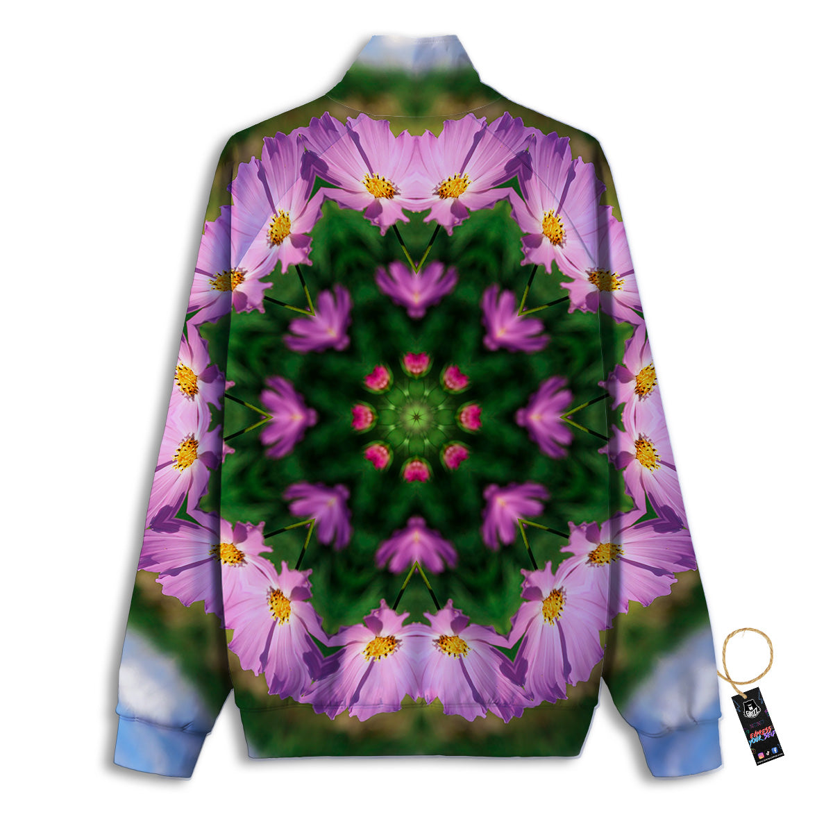 Flowers Kaleidoscope Pink And Blue Print Track Jacket-grizzshop
