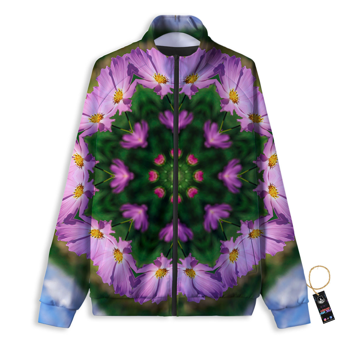 Flowers Kaleidoscope Pink And Blue Print Track Jacket-grizzshop
