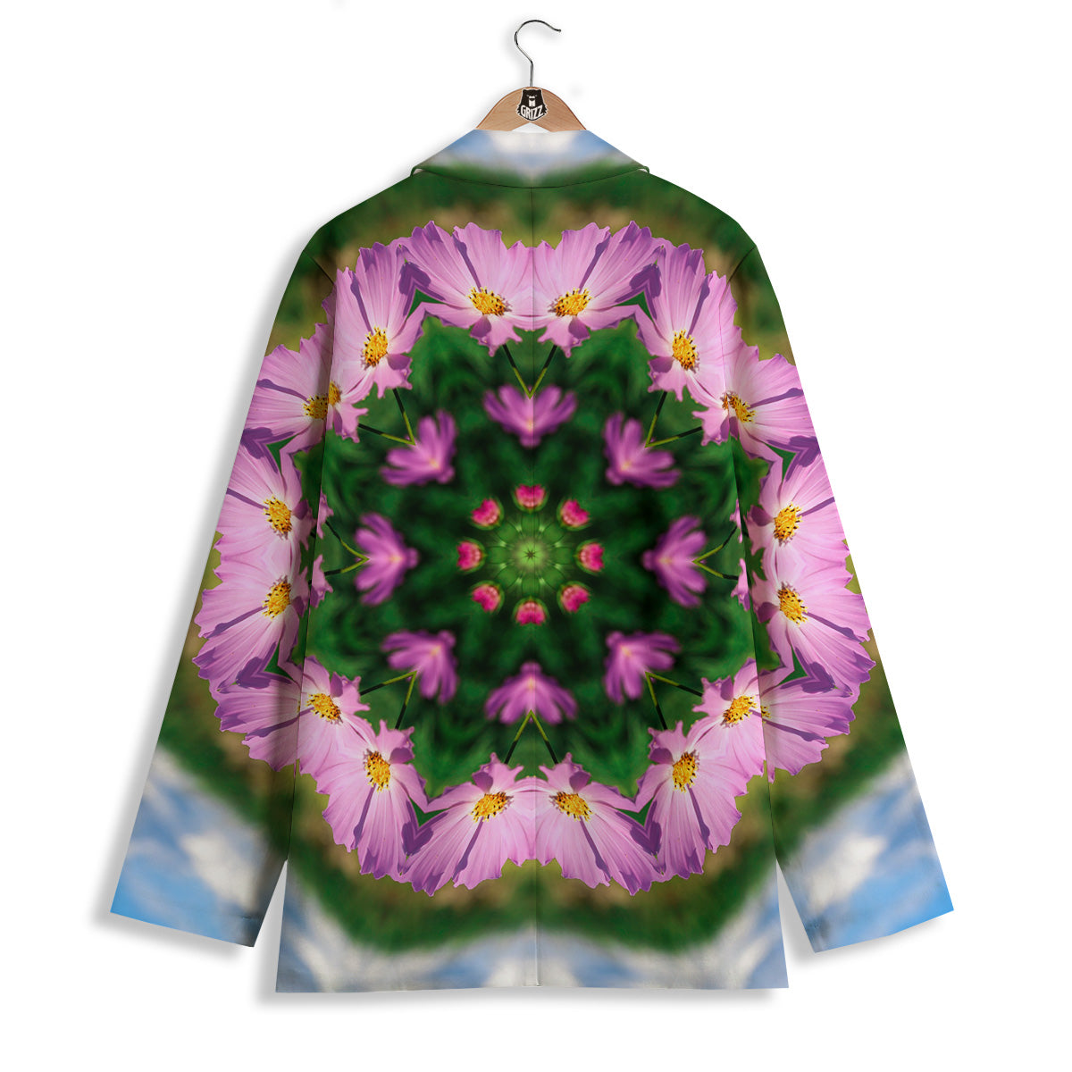 Flowers Kaleidoscope Pink And Blue Print Women's Blazer-grizzshop