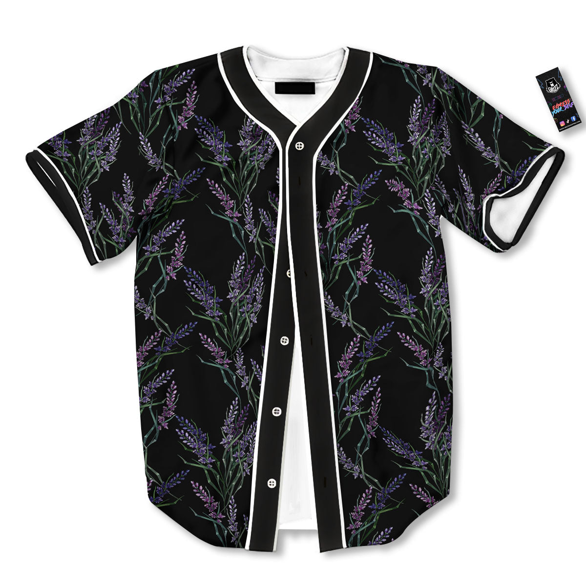 Flowers Lavender Print Pattern Baseball Jersey-grizzshop