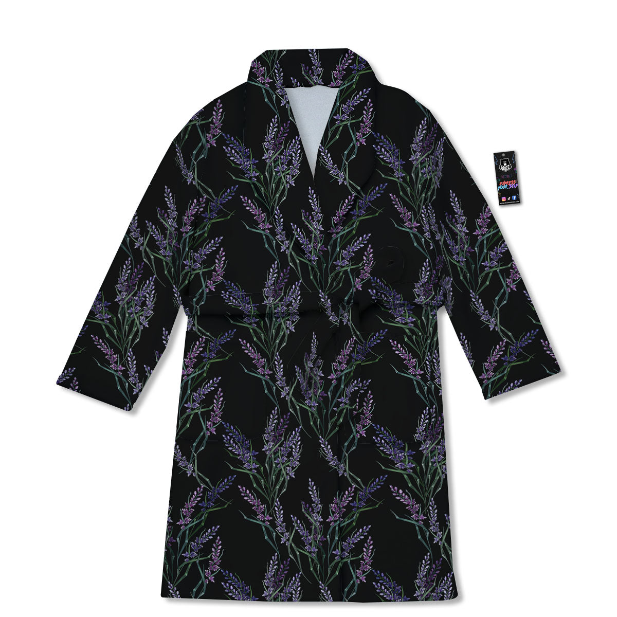 Flowers Lavender Print Pattern Bathrobe-grizzshop