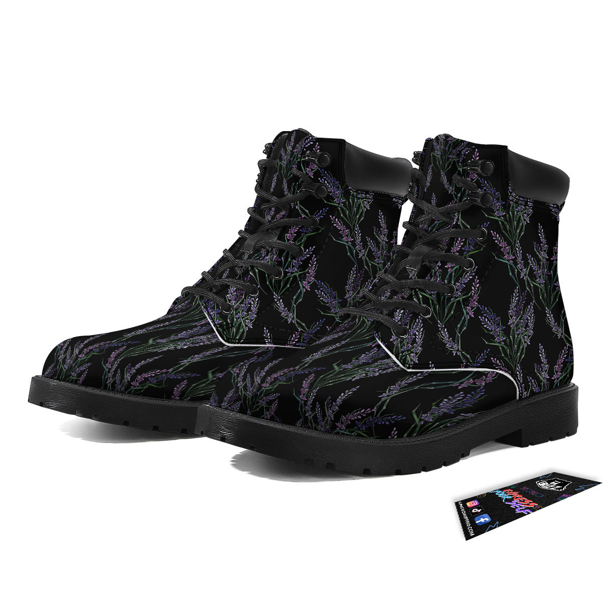 Flowers Lavender Print Pattern Boots-grizzshop