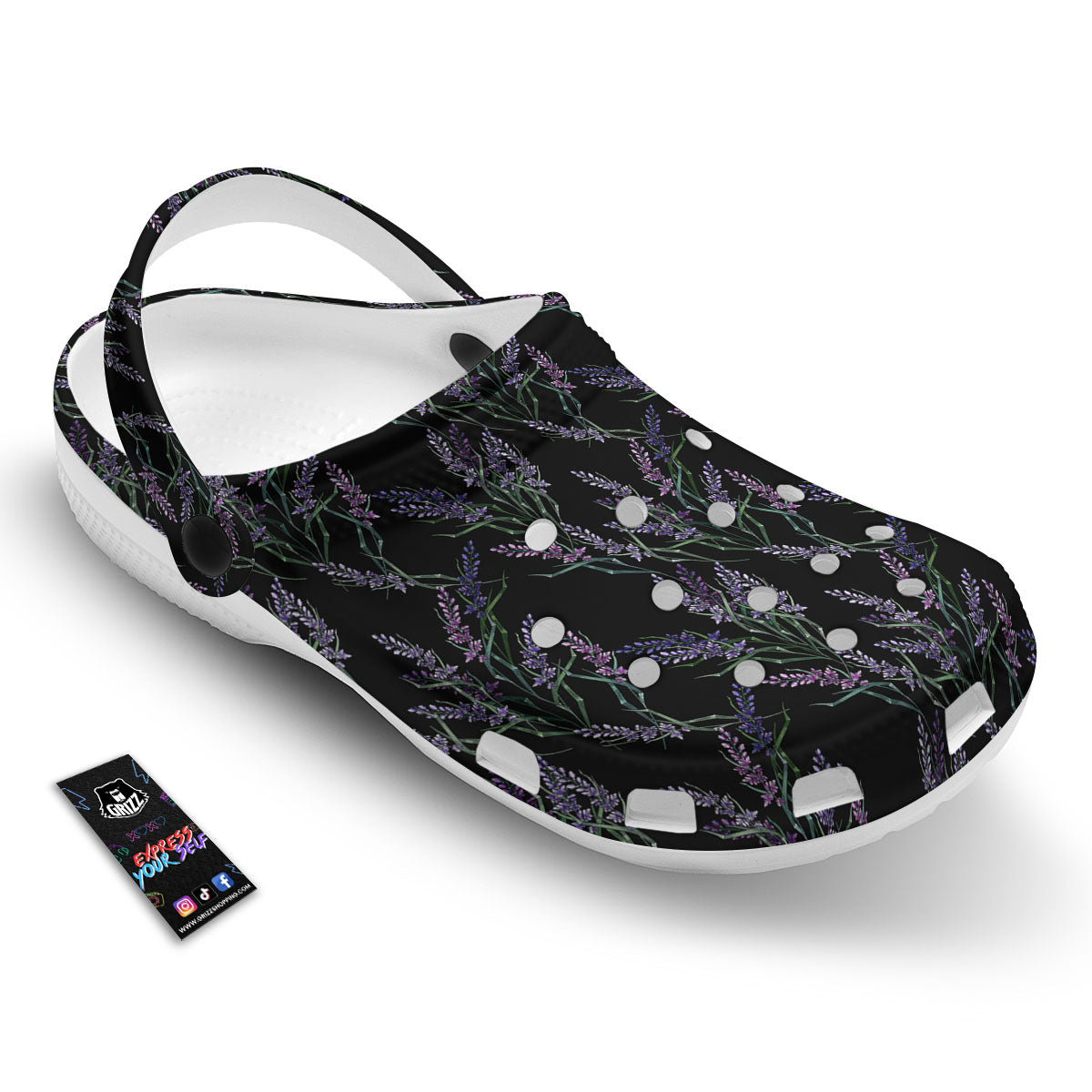 Flowers Lavender Print Pattern Clog-grizzshop