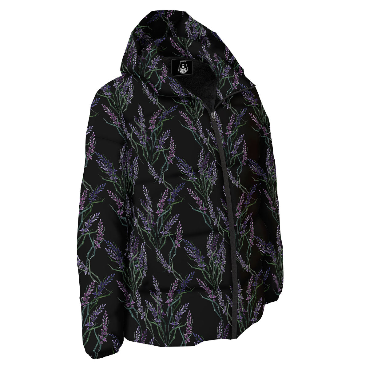 Flowers Lavender Print Pattern Down Jacket-grizzshop