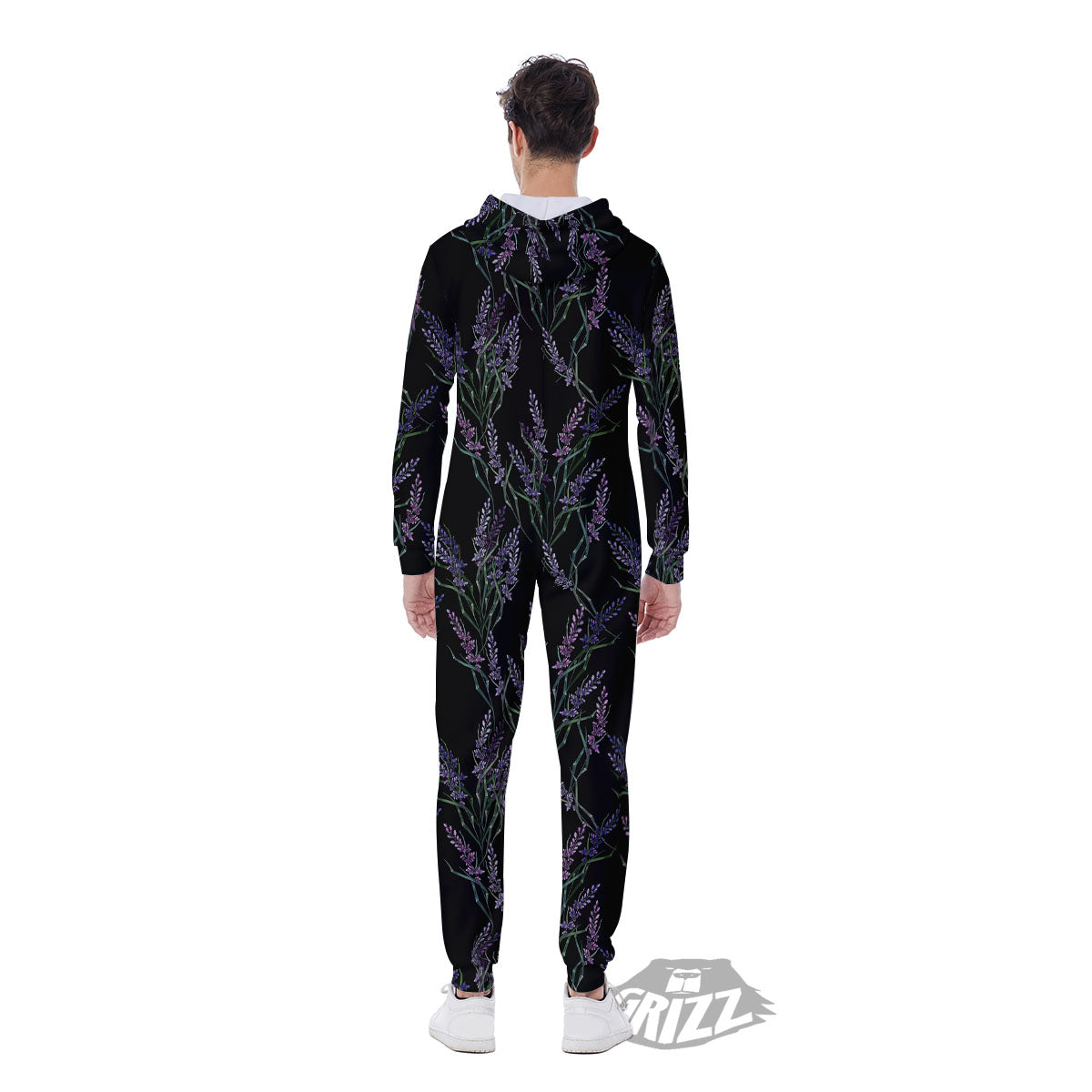 Flowers Lavender Print Pattern Men's Jumpsuit-grizzshop
