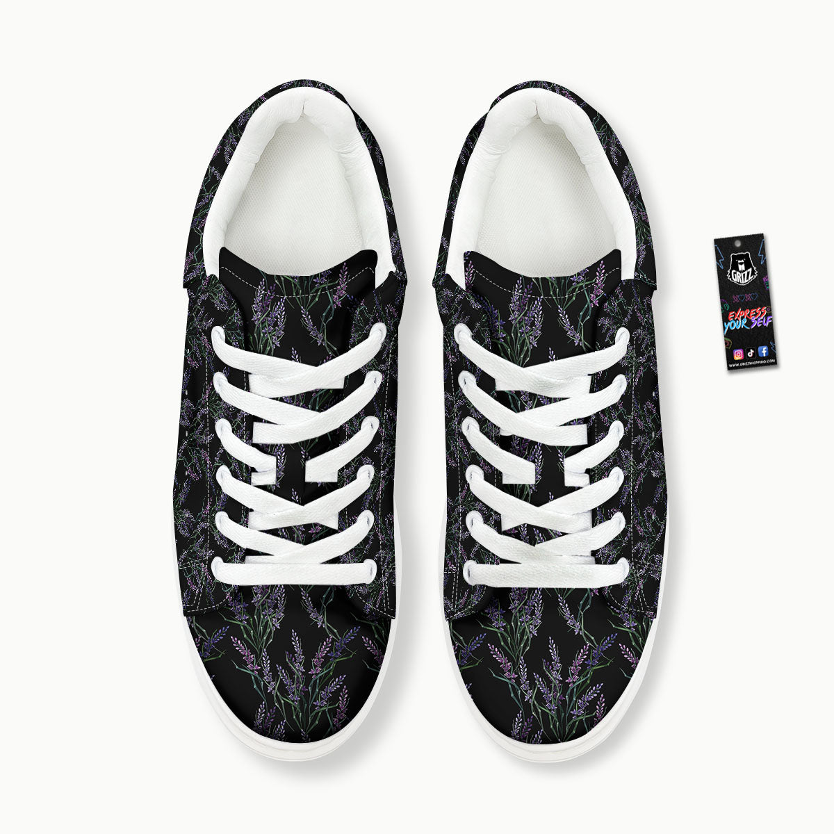 Flowers Lavender Print Pattern Platform Shoes-grizzshop