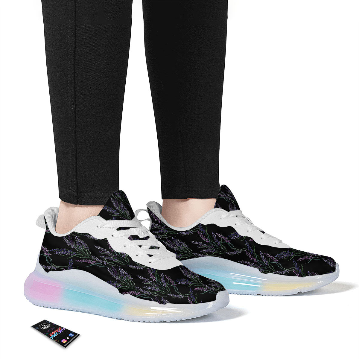 Flowers Lavender Print Pattern Running Sneakers-grizzshop