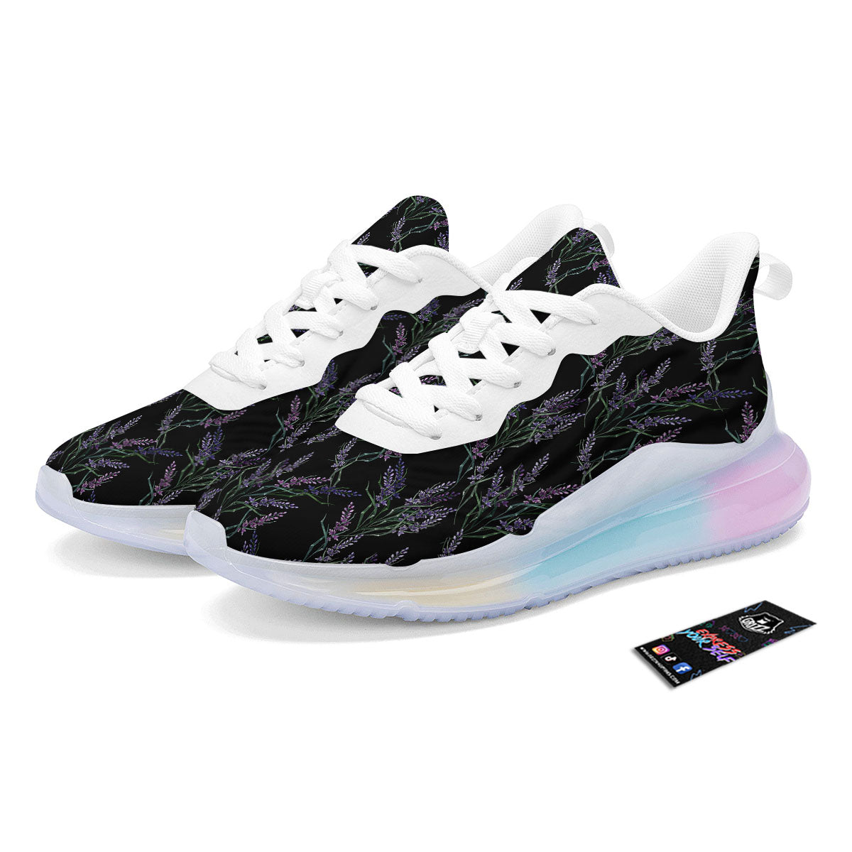 Flowers Lavender Print Pattern Running Sneakers-grizzshop
