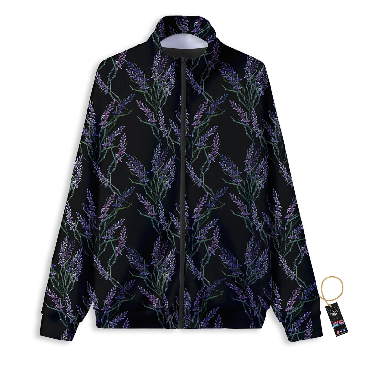 Flowers Lavender Print Pattern Track Jacket-grizzshop