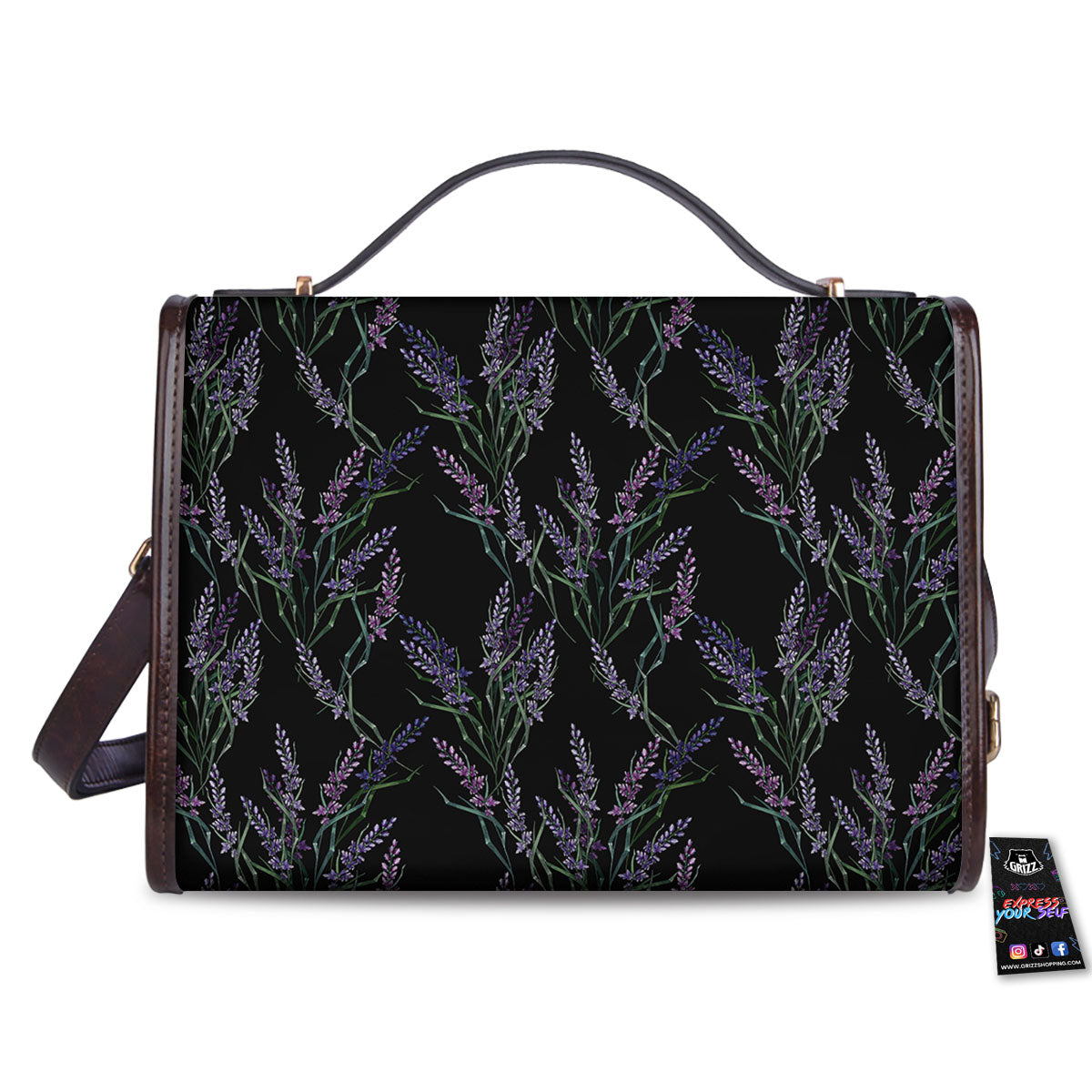 Flowers Lavender Print Pattern Women's Satchel Bag-grizzshop