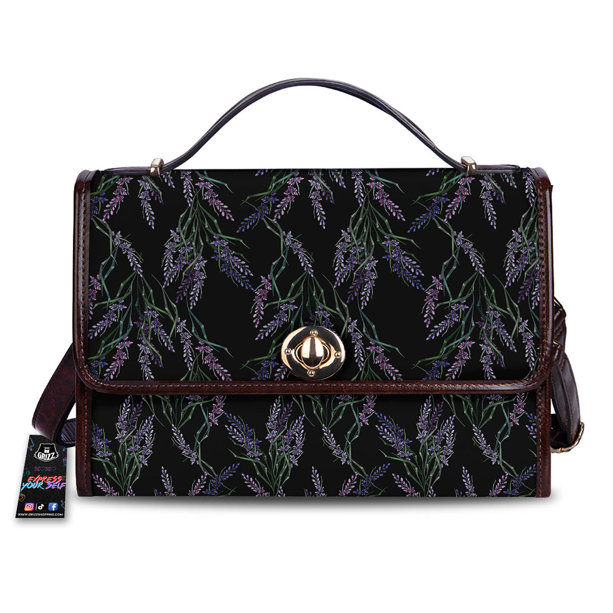 Flowers Lavender Print Pattern Women's Satchel Bag-grizzshop