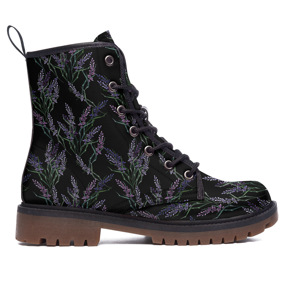 Flowers Lavender Print Pattern Work Boots-grizzshop