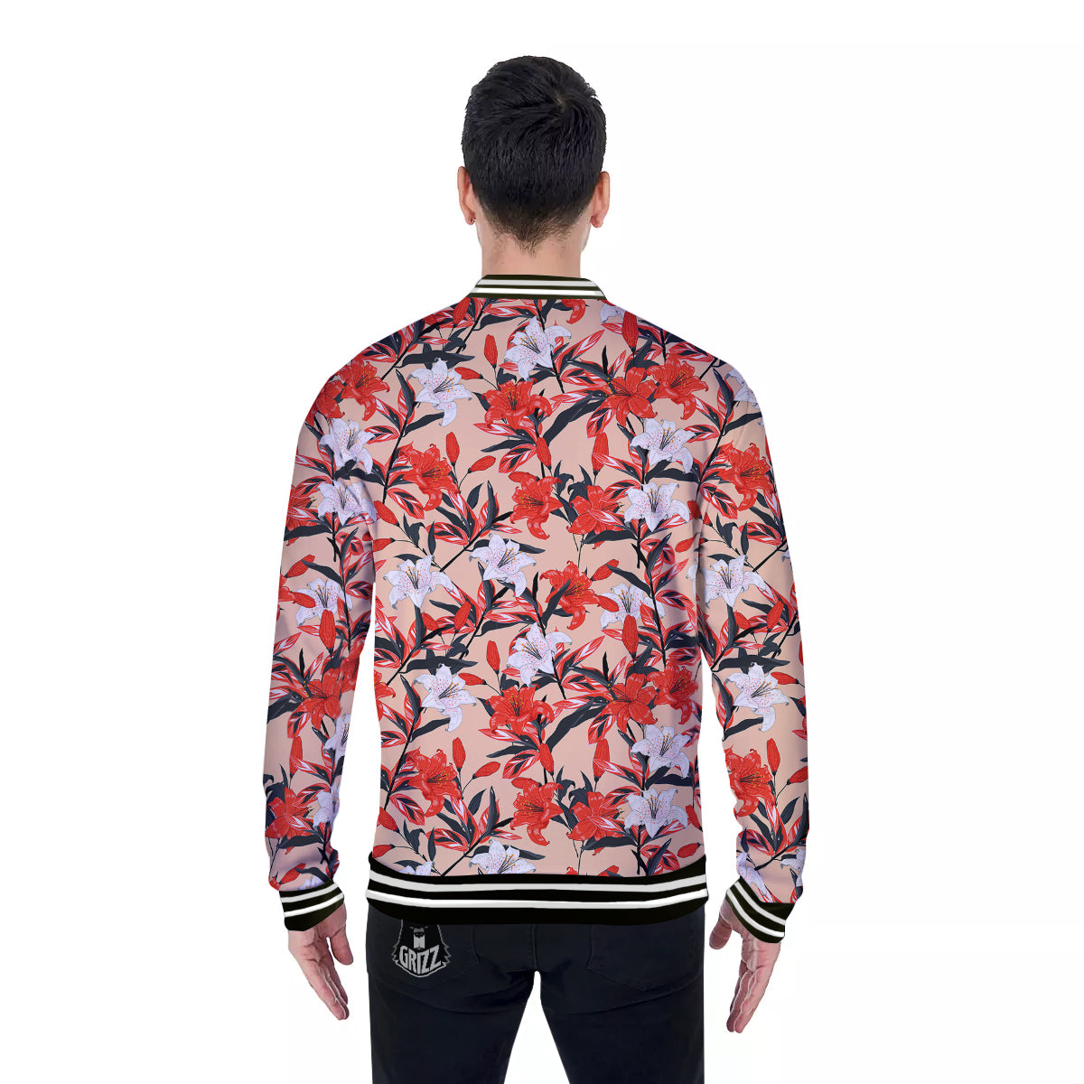 Flowers Lily Watercolor Print Pattern Baseball Jacket-grizzshop