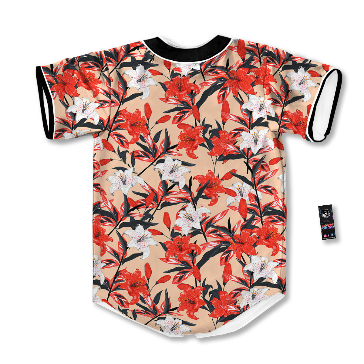 Flowers Lily Watercolor Print Pattern Baseball Jersey-grizzshop