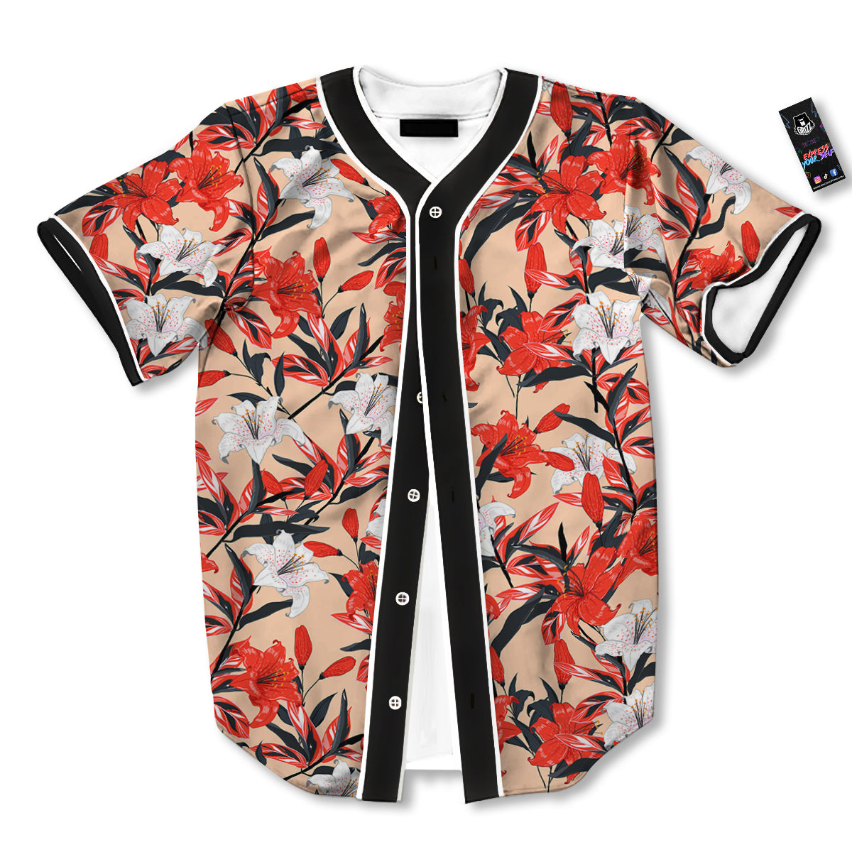 Flowers Lily Watercolor Print Pattern Baseball Jersey-grizzshop